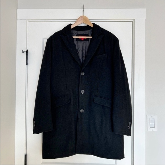 Strauss Men’s Insulated Wool Blend Black Winter Pea Coat Jacket - Picture 10 of 10